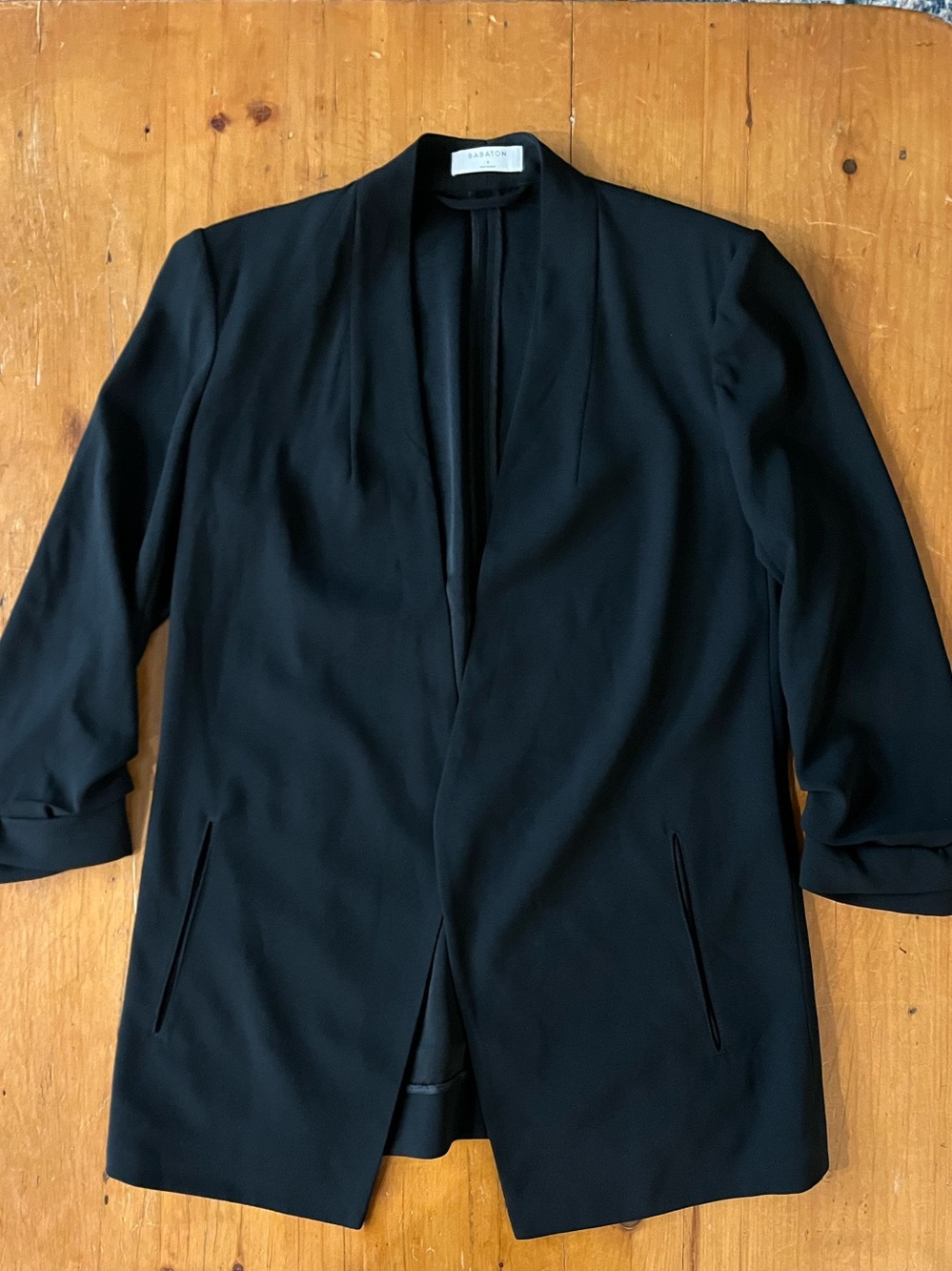 Aritzia Babaton Atelier Power Blazer Black Open Front